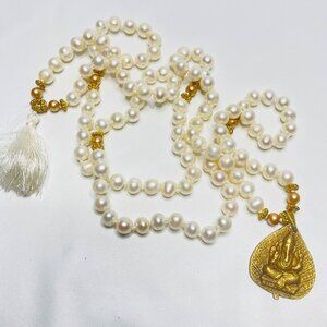 Ganesh Pearl Necklace Indian Long Elephant Tassel